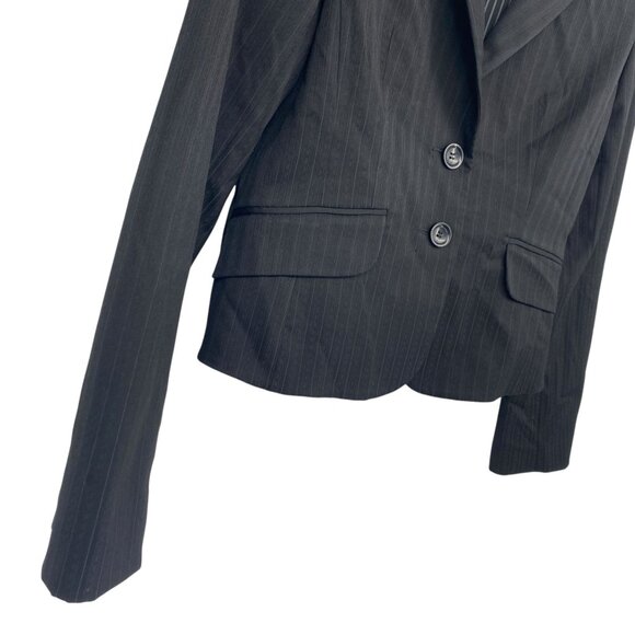 Express Design Studio Womens Blazer 12 Black Pinstripe Cropped Jacket Tailored - Picture 8 of 16